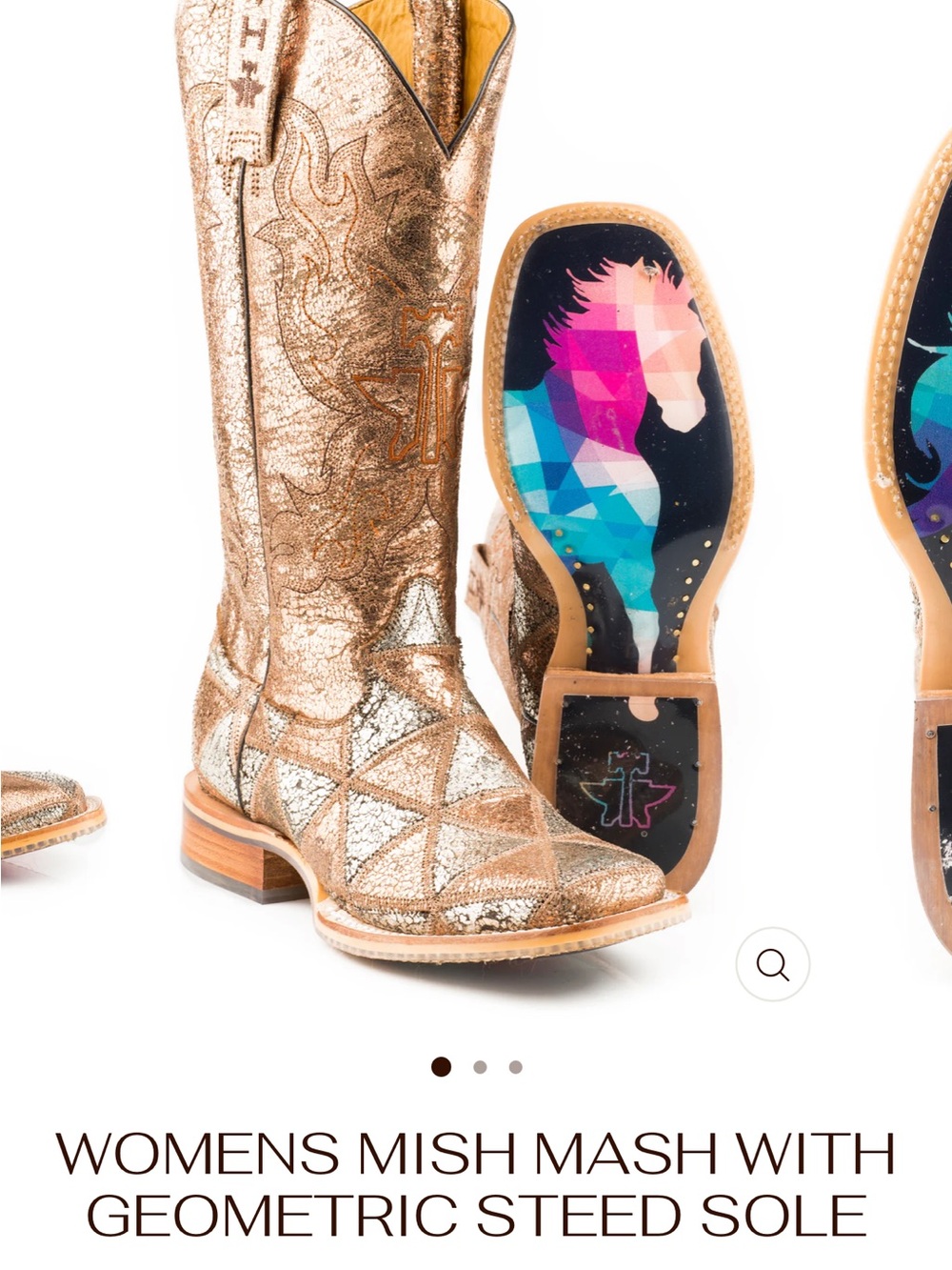 Tin Haul Women's Metallic Gold Geometric Cowboy Boots